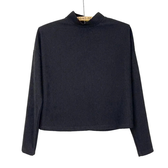 Dynamite Womens Small Mock Neck Long Sleeve Crepe Top Zipper Back - Picture 1 of 5